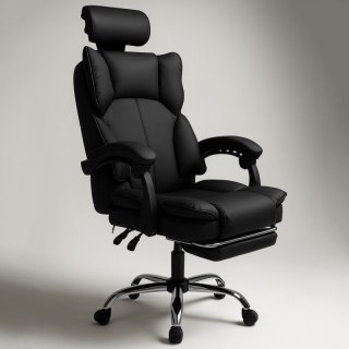 Fotel biurowy obrotowy Directo z podnóżkiem - czarny MATERIAŁ KO49CZ