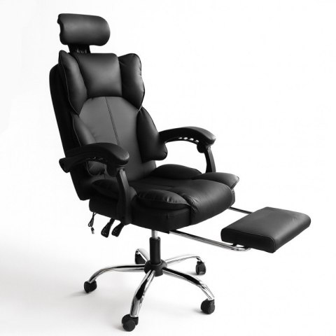 Fotel biurowy obrotowy Directo z podnóżkiem - czarny MATERIAŁ KO49CZ