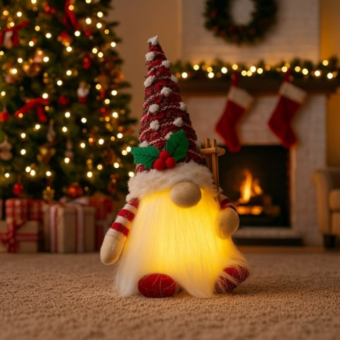 KRASNAL świąteczny świecący na baterie, lampka Z PLUSZU 13 x 29 cm, KSN209