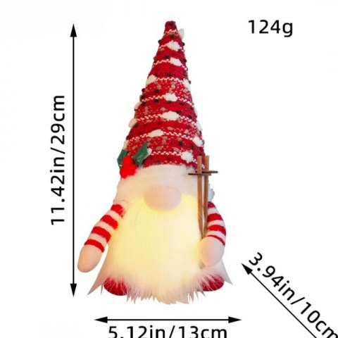 KRASNAL świąteczny świecący na baterie, lampka Z PLUSZU 13 x 29 cm, KSN209