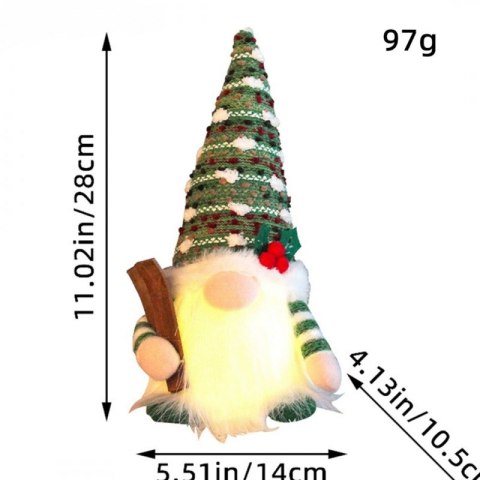 KRASNAL świąteczny świecący na baterie, lampka Z PLUSZU 14 x 28 cm, KSN208