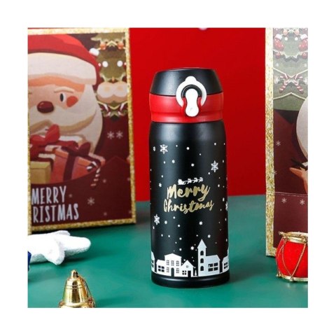 KUBEK TERMICZNY, BIDON 500ML TERMOS ŚWIĄTECZNY ZIMOWY czarny BD39CZ