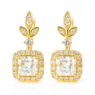 Kolczyki ze stali szlachetnej pozłacane 14k złotem, cyrkonie KST3492