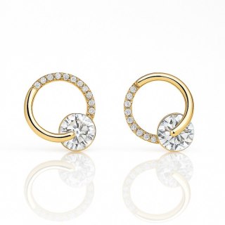 Kolczyki ze stali szlachetnej pozłacane 14k złotem, cyrkonie, kółka sztyft KST3471