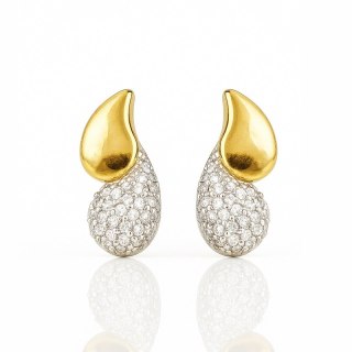 Kolczyki ze stali szlachetnej pozłacane 14k złotem, cyrkonie łezki KST3447