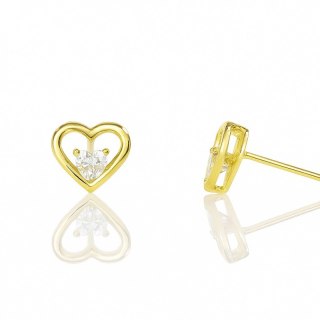 Kolczyki ze stali szlachetnej pozłacane 14k złotem, cyrkonie serca KST3487