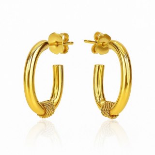 Kolczyki ze stali szlachetnej pozłacane 14k złotem, okrągłe KST3462