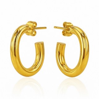 Kolczyki ze stali szlachetnej pozłacane 14k złotem, owalne KST3459