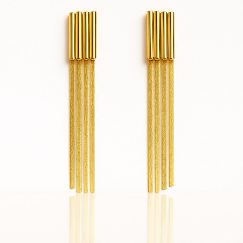 Kolczyki ze stali szlachetnej pozłacane 14k złotem, wiszące KST3446