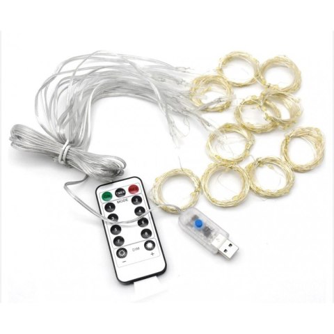 Kurtyna świetlna lampki LED 3x3m + uchwyty i programator CIEPŁY BIAŁY LAMP51