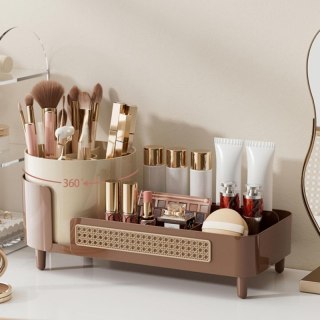 Organizer na pędzle, kosmetyki, plecionka wiedeńska obrotowy 34,5x7,8x15 cm CB75BR