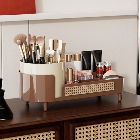 Organizer na pędzle, kosmetyki, plecionka wiedeńska obrotowy 34,5x7,8x15 cm CB75BR