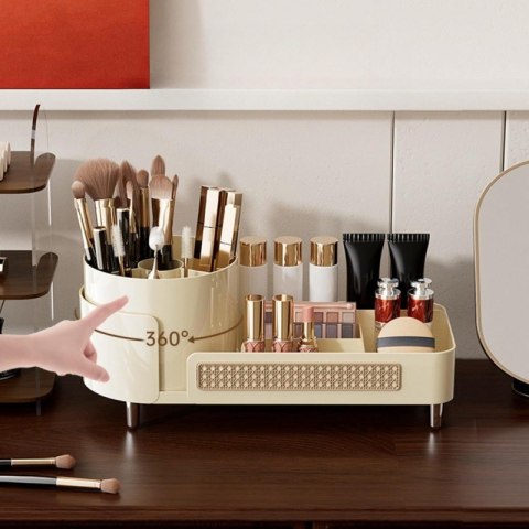 Organizer na pędzle, kosmetyki, plecionka wiedeńska obrotowy 34,5x7,8x15 cm CB75K