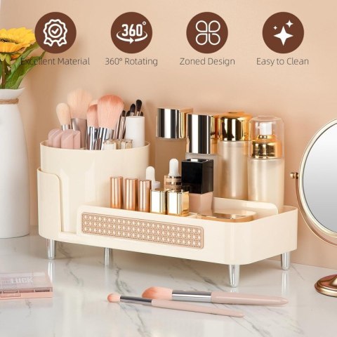 Organizer na pędzle, kosmetyki, plecionka wiedeńska obrotowy 34,5x7,8x15 cm CB75K