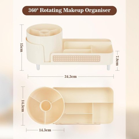 Organizer na pędzle, kosmetyki, plecionka wiedeńska obrotowy 34,5x7,8x15 cm CB75K