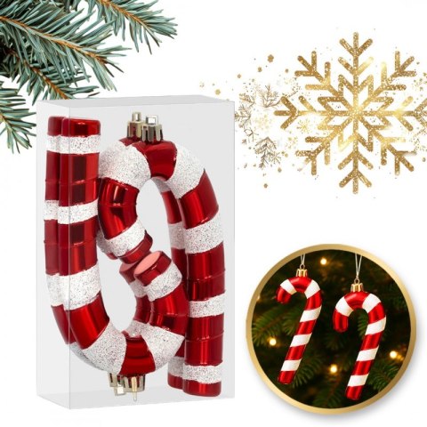 Ozdoba na choinkę 4 szt. lizak czerwono-biały 7 x 14 cm BSN73