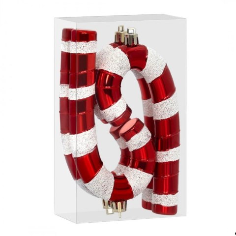 Ozdoba na choinkę 4 szt. lizak czerwono-biały 7 x 14 cm BSN73