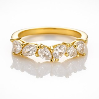 Pierścionek stal chirurgiczna platerowana złotem regulowany, z cyrkoniami PST972, Rozmiar pierścionków: US6 EU11