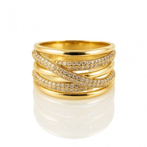 Pierścionek stal chirurgiczna platerowana złotem, z cyrkoniami PST973, Rozmiar pierścionków: US6 EU11