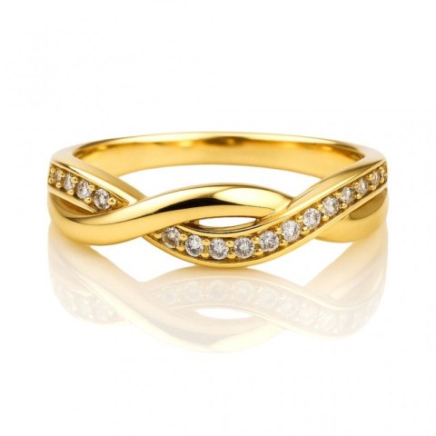 Pierścionek stal chirurgiczna platerowana złotem, z cyrkoniami PST978, Rozmiar pierścionków: US8 EU17