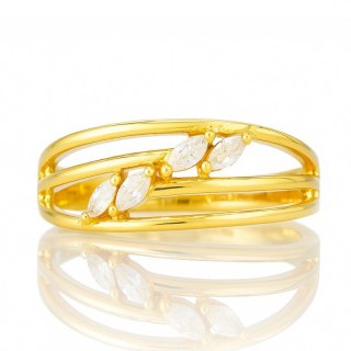 Pierścionek stal chirurgiczna platerowana złotem, z cyrkoniami PST979, Rozmiar pierścionków: US6 EU11