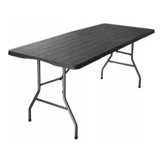 Składany stół kateringowy, turystyczny 70 x 180 cm, słoje drewna, brąz SC02BR