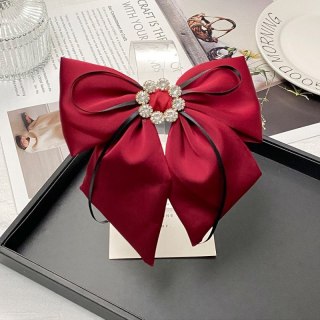 Spinka klamra do włosów Bordowa Kokarda z diamencikami XL SP441BOR