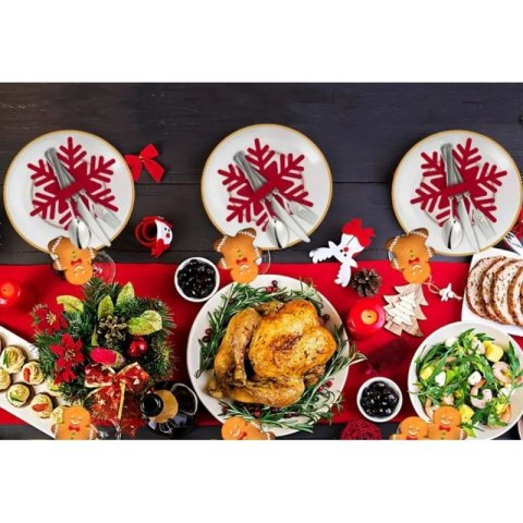 Świąteczna podkładka na stół pod kubek, na sztućce 15 cm ażurowa ŚNIEŻYNKA - zestaw 12 szt. MP54