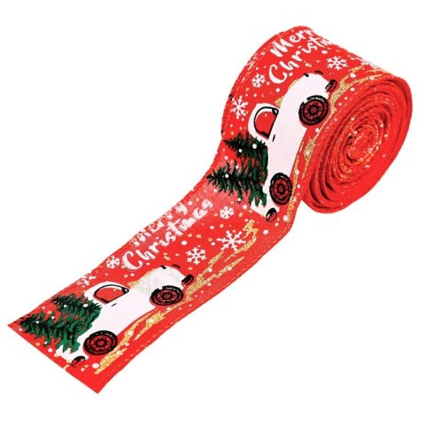 Taśma świąteczna na kokardę, wstążka na prezent Boże Narodzenie 5cm x 5m KSN70