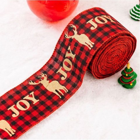 Taśma świąteczna na kokardę, wstążka na prezent Boże Narodzenie 5cm x 5m KSN85