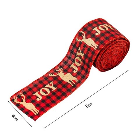 Taśma świąteczna na kokardę, wstążka na prezent Boże Narodzenie 5cm x 5m KSN85