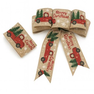 Taśma świąteczna na kokardę, wstążka na prezent Bożonarodzeniowa 5cm x 2m KSN132