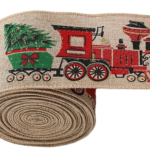 Taśma świąteczna na kokardę, wstążka na prezent Bożonarodzeniowa 6,3cm x 2m KSN138