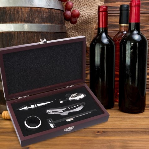 Akcesoria do Wina w Drewnianym Pudełku ORION 5 el.