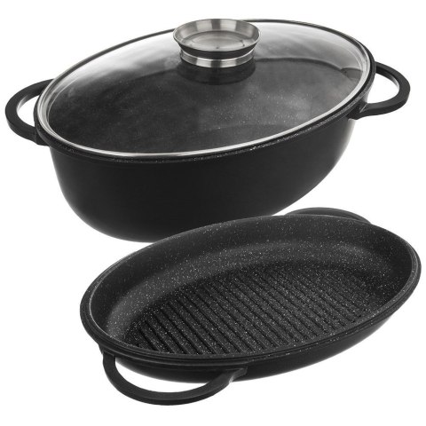 Brytfanna Granitowa 3w1 z Pokrywką Patelnią Grillową Solidna ORION 10 l