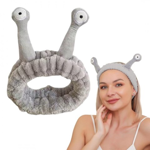 Opaska kosmetyczna do włosów ślimak, szara pluszowa 20x5cm OPK22SZ