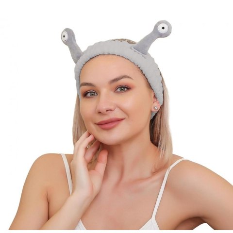 Opaska kosmetyczna do włosów ślimak, szara pluszowa 20x5cm OPK22SZ