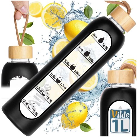 Butelka Szklana VILDE 518 ml Borokrzemowe z Pokrowcem i Bambusową Zakrętką