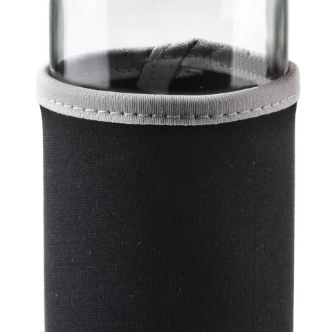 Butelka na Wodę MONDEX Szklana z Pokrowcem 490 ml Czarna Na Siłownię