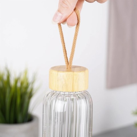 Butelka na Wodę VILDE Szklana 500 ml Zakrętka Bambus Borokrzem