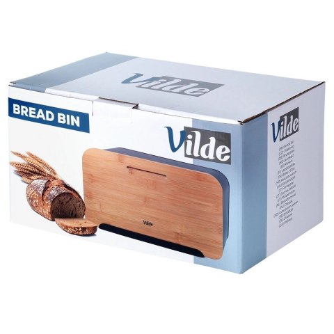 Chlebak Pojemnik z Deską Bambusową Metalowy Czarny VILDE 35 x 22 x 20,5 cm