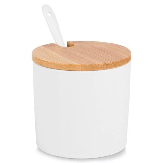 Cukierniczka Ceramiczna VILDE 250 ml Biała z Pokrywką i Łyżeczką