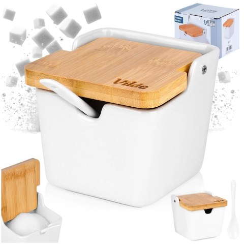 Cukierniczka Cukiernica Ceramiczna Biała z Uchylną Pokrywką VILDE 250 ml