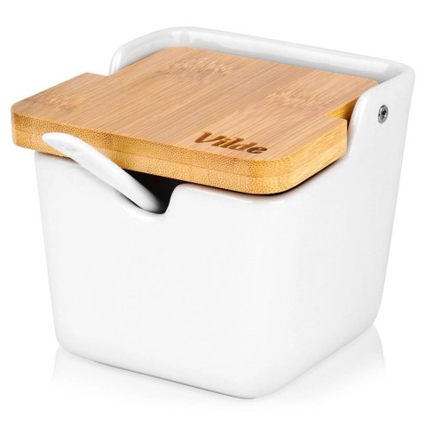 Cukierniczka Cukiernica Ceramiczna Biała z Uchylną Pokrywką VILDE 250 ml