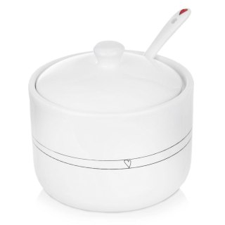 Cukierniczka z Łyżeczką Ceramiczna Biała Ozdobna Dekoracyjna ORION 300 ml