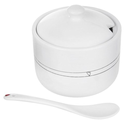 Cukierniczka z Łyżeczką Ceramiczna Biała Ozdobna Dekoracyjna ORION 300 ml