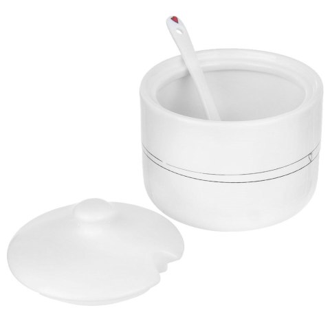 Cukierniczka z Łyżeczką Ceramiczna Biała Ozdobna Dekoracyjna ORION 300 ml