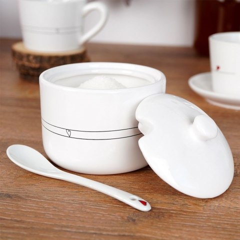 Cukierniczka z Łyżeczką Ceramiczna Biała Ozdobna Dekoracyjna ORION 300 ml