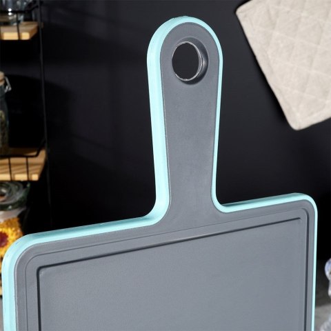 Deska Plastikowa ORION 36,5x19 cm Szara z Rowkiem i Uchem do Krojenia