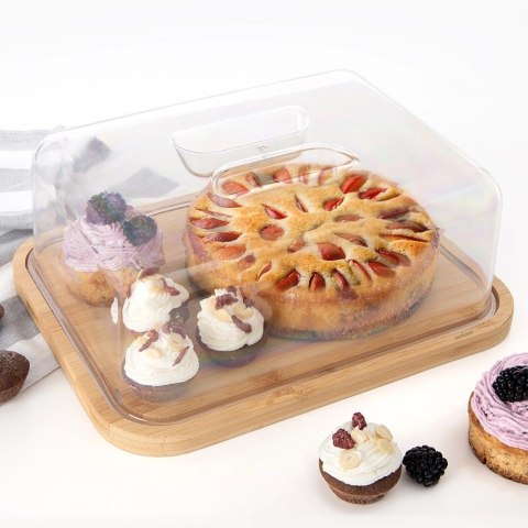 Deska do Krojenia Serwowania z Pokrywką Drewniana Bambusowa ORION 28x22 cm